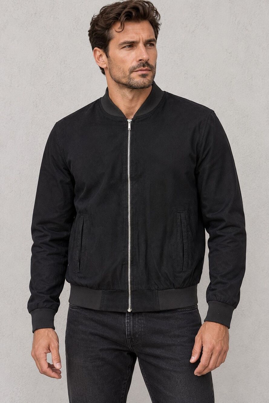 European Zara Man Men’s Black Bomber Jacket Zip Front Lightweight Size S
